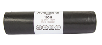 Avfallssekk 100L 45my  sort 10 stk (25)