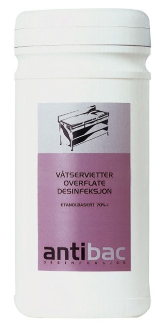 Overflatedesinfeksjon ANTIBAC Våtserviett 20x20cm (150)