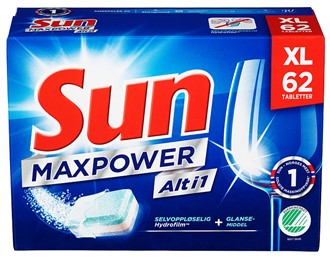 Maskinoppvask SUN Alt i 1 Max Power 62 STK